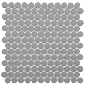 Dark Grey Penny Round - glass tile